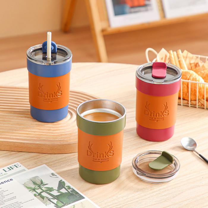 皮套防燙帶蓋咖啡杯(