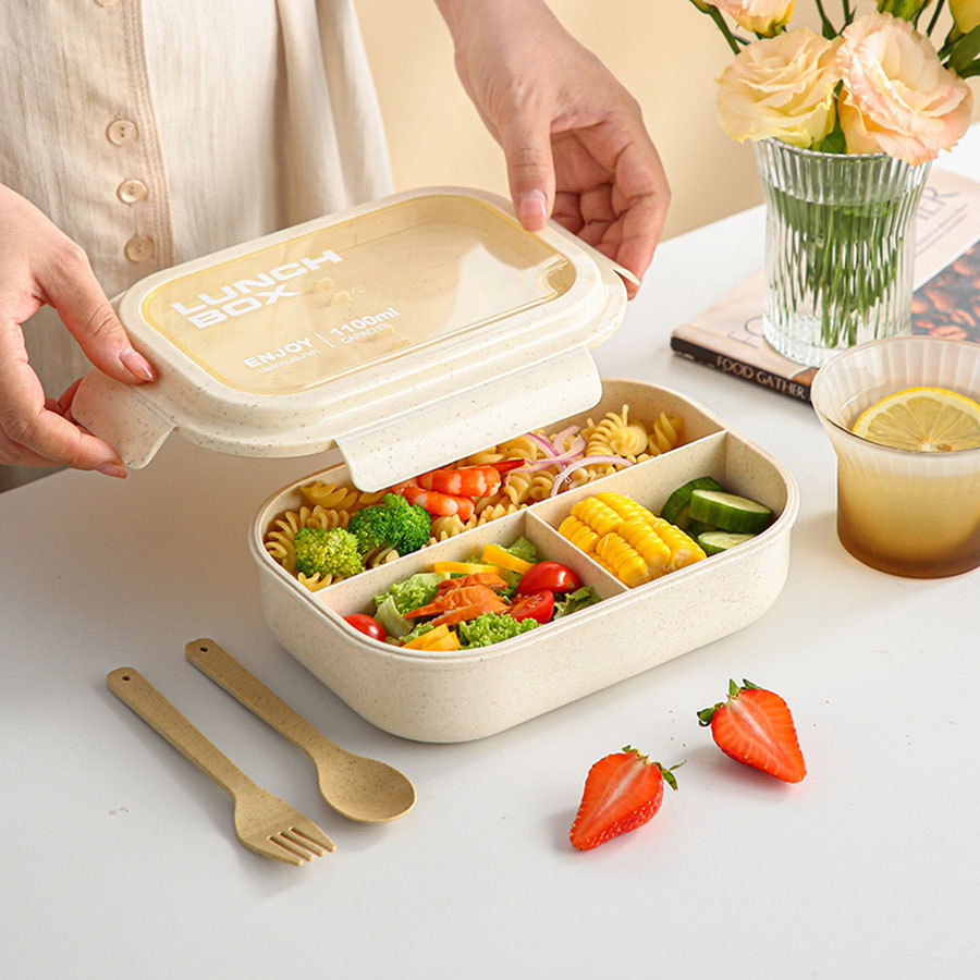 麥秸桿分格便當盒(配